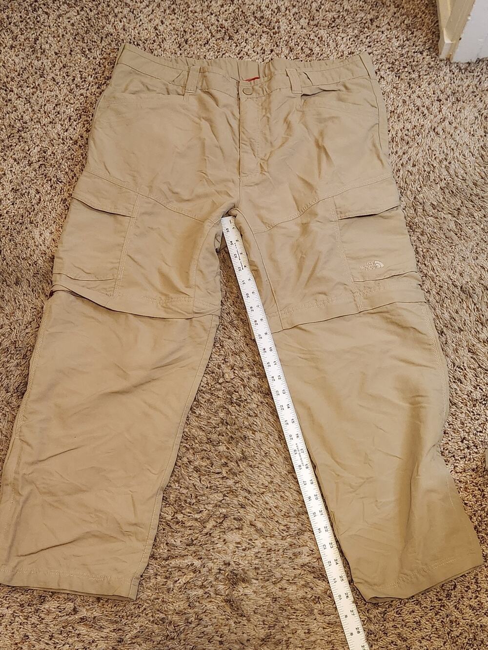 The North Face Men' XL Beige Convertible Zip-Off Hiking Trail Cargo Pants Shorts